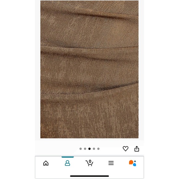 Semi sheer Sleeveless Mock Neck Maxi Dress with Thigh High Slit - Brown Knit s - Picture 4 of 5